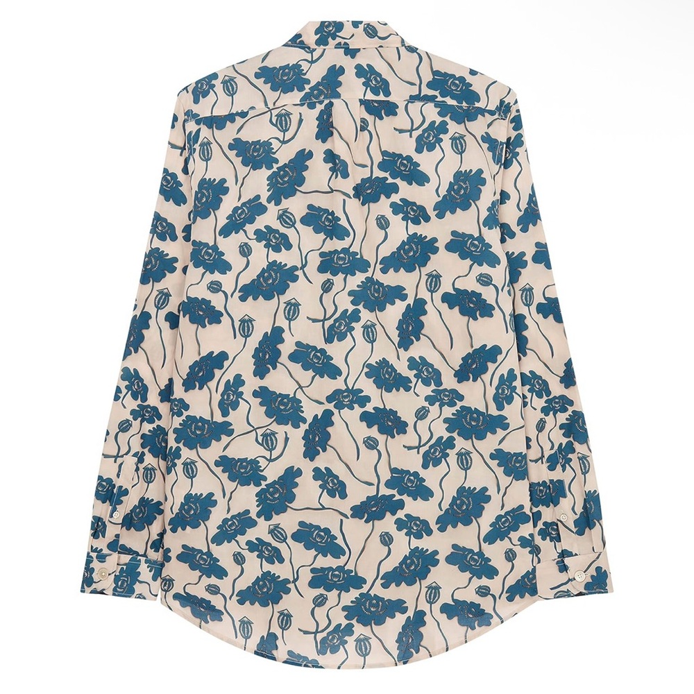 PS PAUL SMITH Floral Print Men's Shirt - Blue and Cream